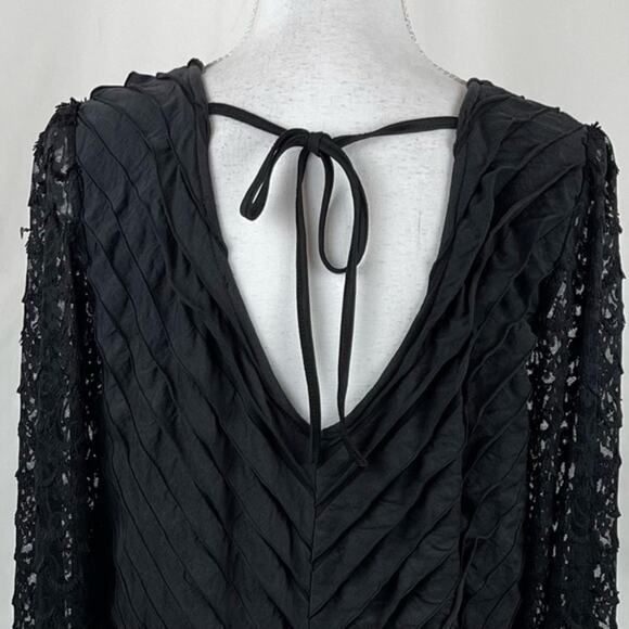 Suzanne Beto Black Ruffled Lace Boho Hippie  Whimsigoth Dress NWT Size 2X - Picture 7 of 15